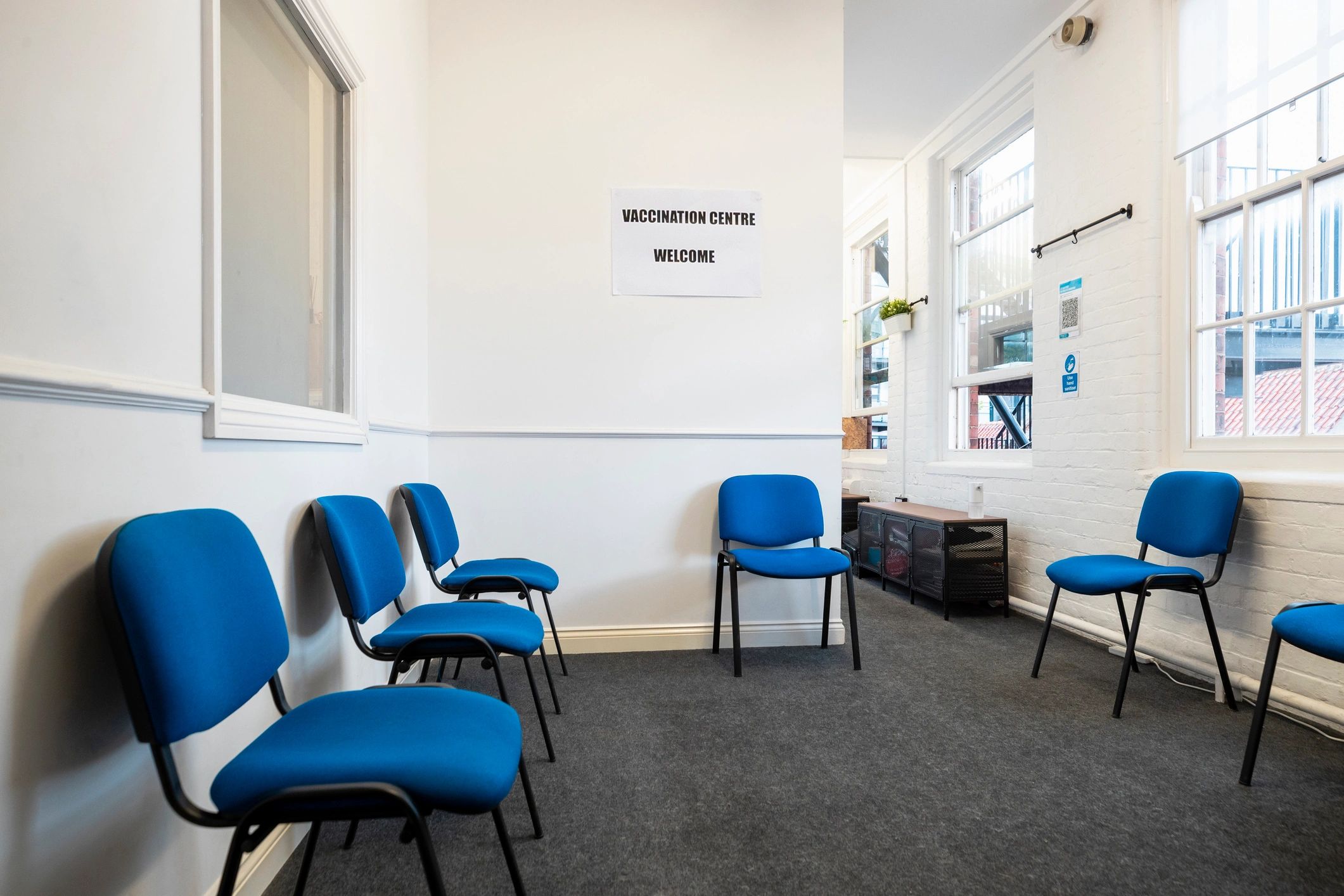 Calm waiting room seating area