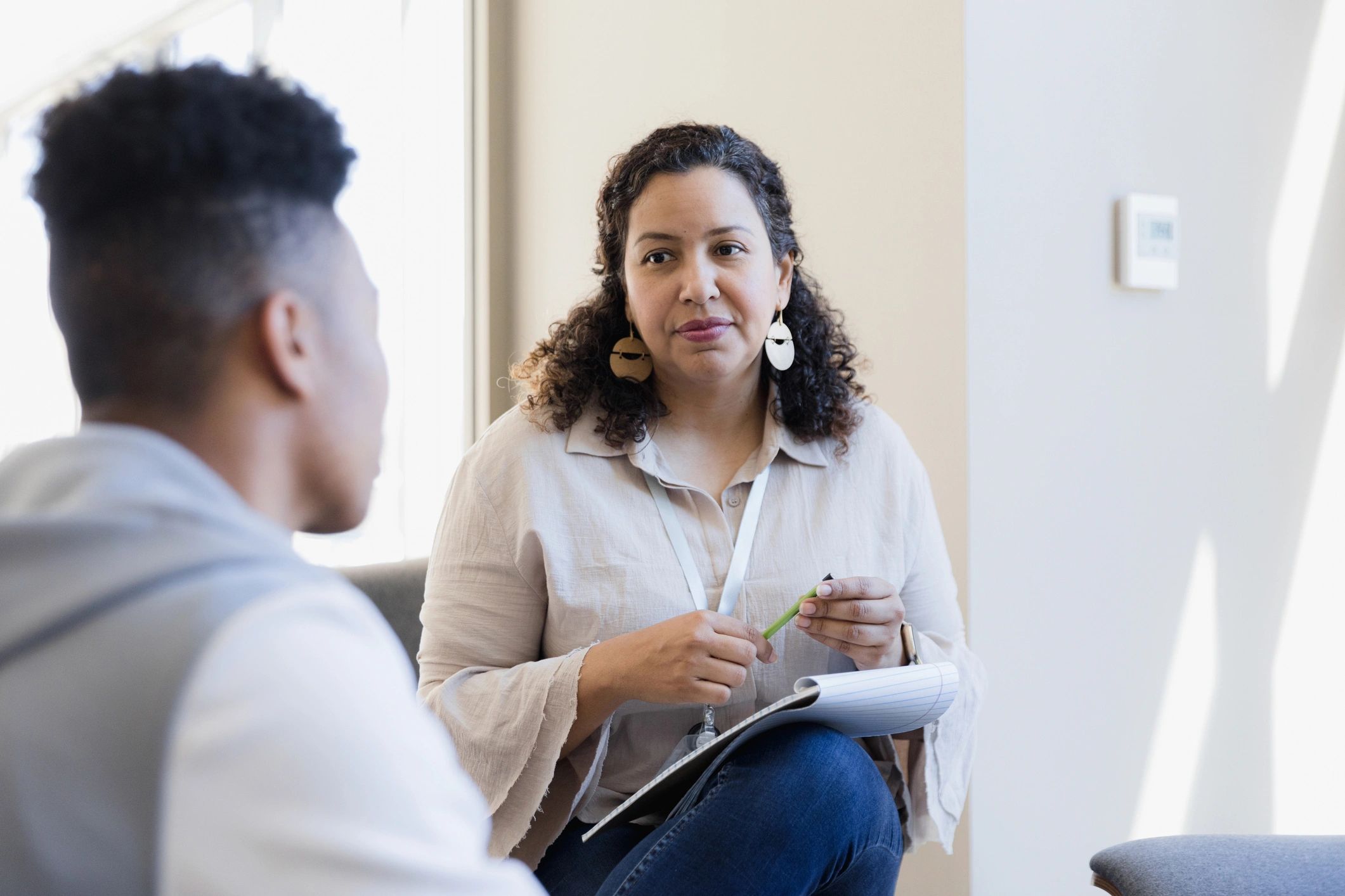 Therapist listening during a counseling session