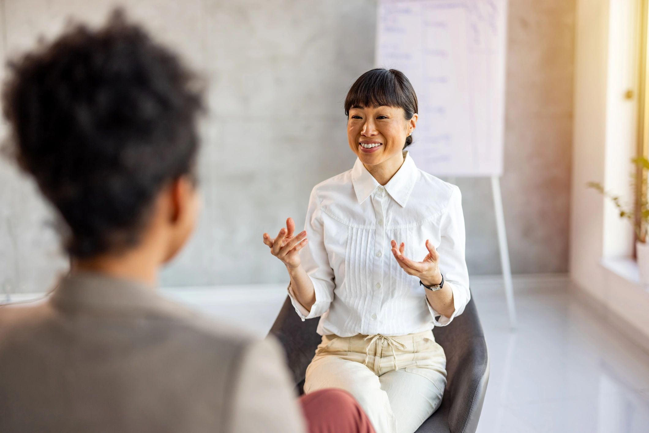 Client and counselor in a supportive therapy session